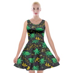 Funny Octopus Gray Velvet Skater Dress