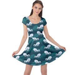 Cute Octopus Green Cap Sleeve Dress