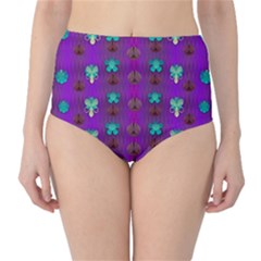 Peace Is Cool Again And Decorative Flowers Classic High-waist Bikini Bottoms by pepitasart