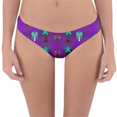 Peace Is Cool Again And Decorative Flowers Reversible Hipster Bikini Bottoms by pepitasart