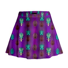 Peace Is Cool Again And Decorative Flowers Mini Flare Skirt