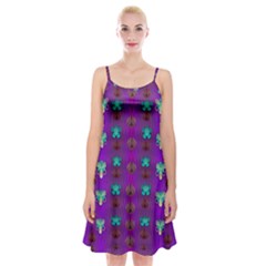 Peace Is Cool Again And Decorative Flowers Spaghetti Strap Velvet Dress by pepitasart