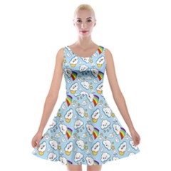 Kawaii Clouds Velvet Skater Dress