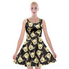 Cute French Bulldog Dog Face Velvet Skater Dress by trulycreative