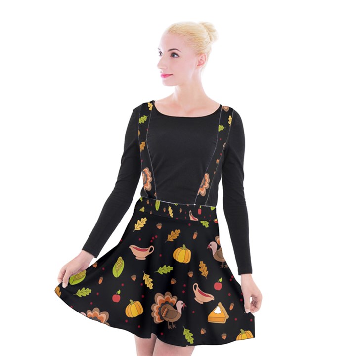 Thanksgiving Turkey pattern Suspender Skater Skirt