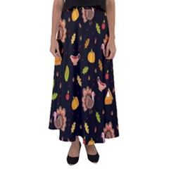 Thanksgiving Turkey Pattern Flared Maxi Skirt by Valentinaart