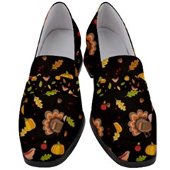 Thanksgiving Turkey Pattern Women s Chunky Heel Loafers by Valentinaart