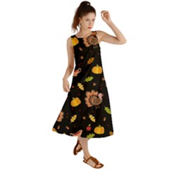 Thanksgiving Turkey Pattern Summer Maxi Dress