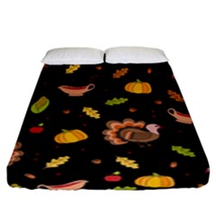 Thanksgiving Turkey Pattern Fitted Sheet (king Size) by Valentinaart