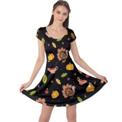 Thanksgiving Turkey Pattern Cap Sleeve Dress by Valentinaart