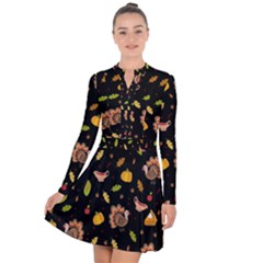 Thanksgiving Turkey Pattern Long Sleeve Panel Dress by Valentinaart