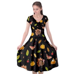 Thanksgiving Turkey Pattern Cap Sleeve Wrap Front Dress by Valentinaart