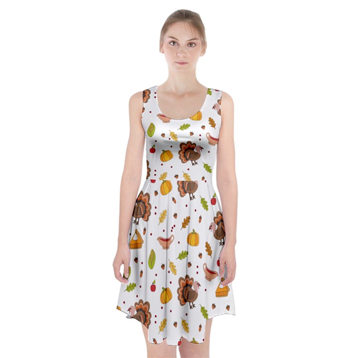 Thanksgiving Turkey pattern Racerback Midi Dress