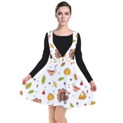 Thanksgiving Turkey Pattern Plunge Pinafore Dress by Valentinaart