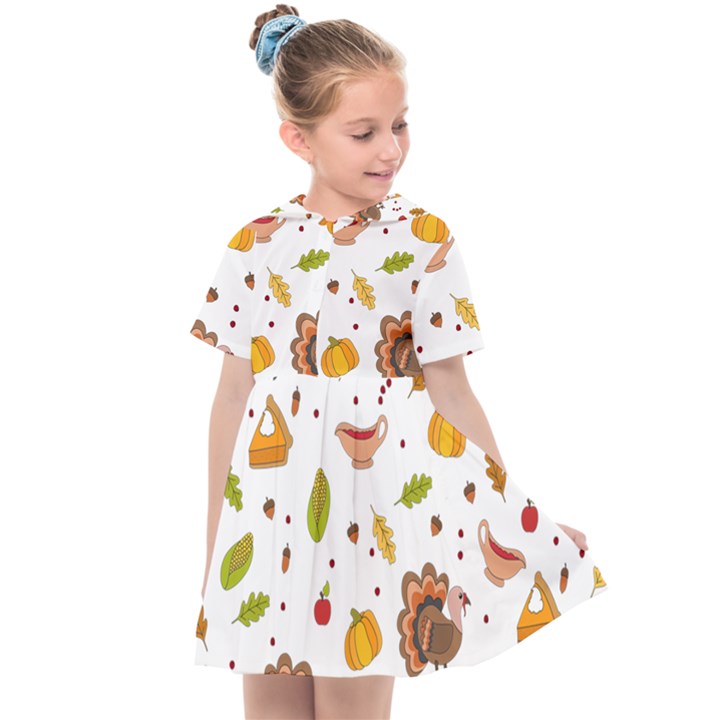 Thanksgiving Turkey pattern Kids  Sailor Dress