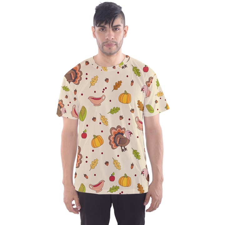 Thanksgiving Turkey pattern Men s Sports Mesh Tee