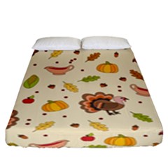 Thanksgiving Turkey Pattern Fitted Sheet (king Size) by Valentinaart