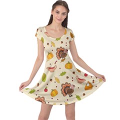 Thanksgiving Turkey Pattern Cap Sleeve Dress by Valentinaart