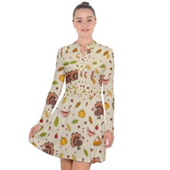 Thanksgiving Turkey Pattern Long Sleeve Panel Dress by Valentinaart