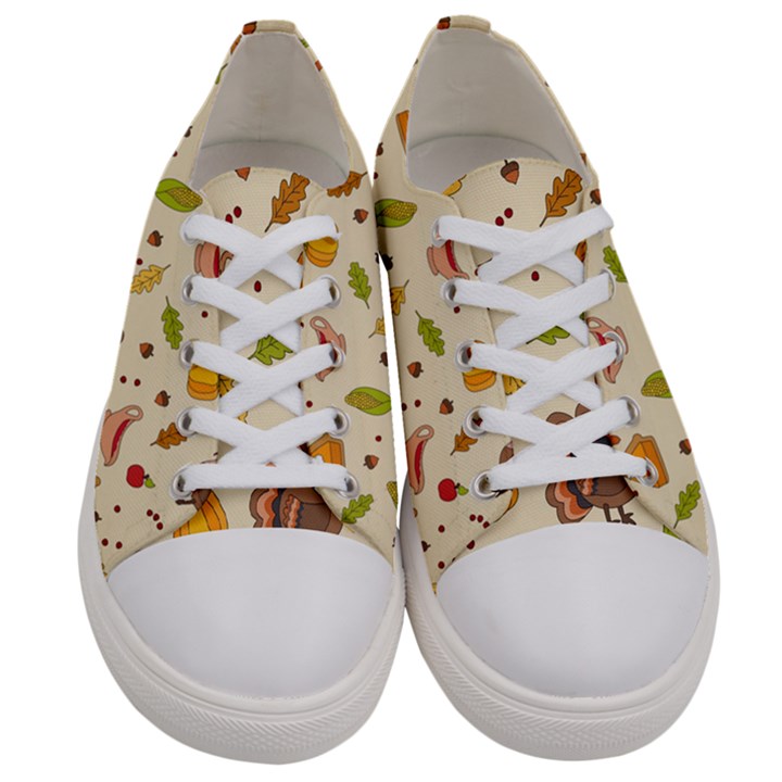 Thanksgiving Turkey pattern Women s Low Top Canvas Sneakers