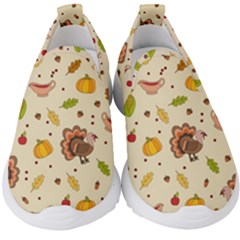 Thanksgiving Turkey Pattern Kids  Slip On Sneakers by Valentinaart