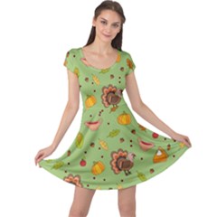 Thanksgiving Turkey Pattern Cap Sleeve Dress by Valentinaart