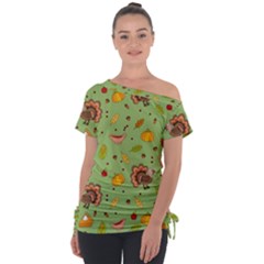 Thanksgiving Turkey Pattern Tie-up Tee