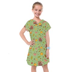 Thanksgiving Turkey Pattern Kids  Drop Waist Dress