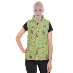 Thanksgiving Turkey Pattern Women s Button Up Vest