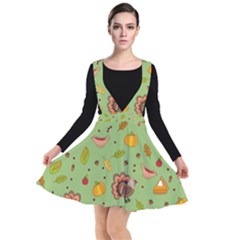 Thanksgiving Turkey Pattern Plunge Pinafore Dress by Valentinaart