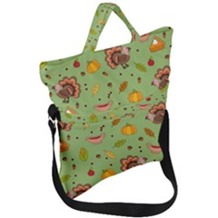 Thanksgiving Turkey Pattern Fold Over Handle Tote Bag