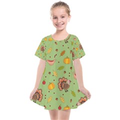 Thanksgiving Turkey Pattern Kids  Smock Dress