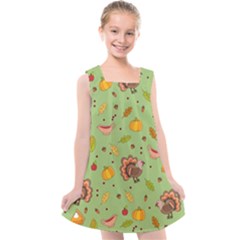 Thanksgiving Turkey Pattern Kids  Cross Back Dress by Valentinaart