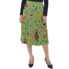 Thanksgiving Turkey Pattern Classic Velour Midi Skirt 