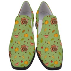 Thanksgiving Turkey Pattern Women Slip On Heel Loafers by Valentinaart