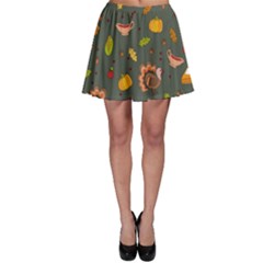 Thanksgiving Turkey Pattern Skater Skirt