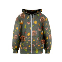 Thanksgiving Turkey Pattern Kids  Zipper Hoodie