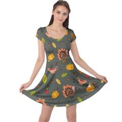 Thanksgiving Turkey Pattern Cap Sleeve Dress by Valentinaart