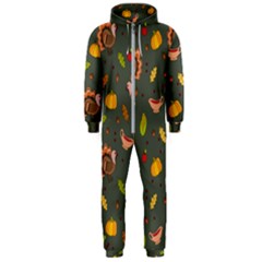 Thanksgiving Turkey Pattern Hooded Jumpsuit (men)  by Valentinaart