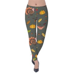 Thanksgiving Turkey Pattern Velvet Leggings by Valentinaart