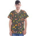 Thanksgiving Turkey pattern Men s V-Neck Scrub Top View1