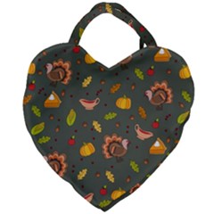 Thanksgiving Turkey Pattern Giant Heart Shaped Tote