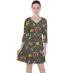 Thanksgiving Turkey Pattern Ruffle Dress by Valentinaart