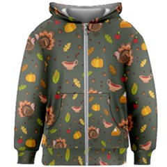 Thanksgiving Turkey Pattern Kids  Zipper Hoodie Without Drawstring by Valentinaart