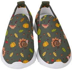 Thanksgiving Turkey Pattern Kids  Slip On Sneakers by Valentinaart