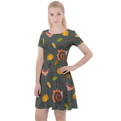 Thanksgiving Turkey Pattern Cap Sleeve Velour Dress  by Valentinaart