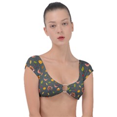 Thanksgiving Turkey Pattern Cap Sleeve Ring Bikini Top