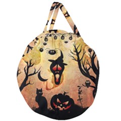 Funny Halloween Design, Pumpkin, Cat, Owl And Crow Giant Round Zipper Tote by FantasyWorld7