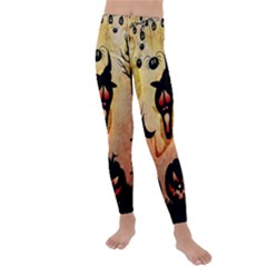 Funny Halloween Design, Pumpkin, Cat, Owl And Crow Kids  Lightweight Velour Leggings by FantasyWorld7