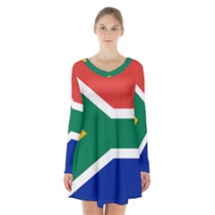 South Africa Flag Long Sleeve Velvet V-neck Dress by FlagGallery